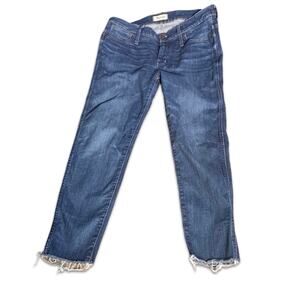 Madewell Medium Wash High Rise Skinny Jeans Size 33P Raw Edge Hem